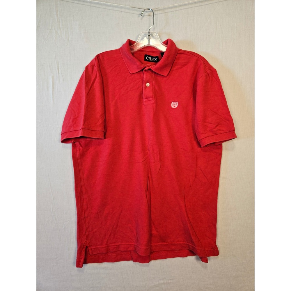 Chaps Mens Small Red Short Sleeve Pique Cotton Crest Logo Polo Shirt 2848